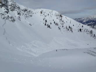 Large Natural Avalanche - Big Sky 3-5-14